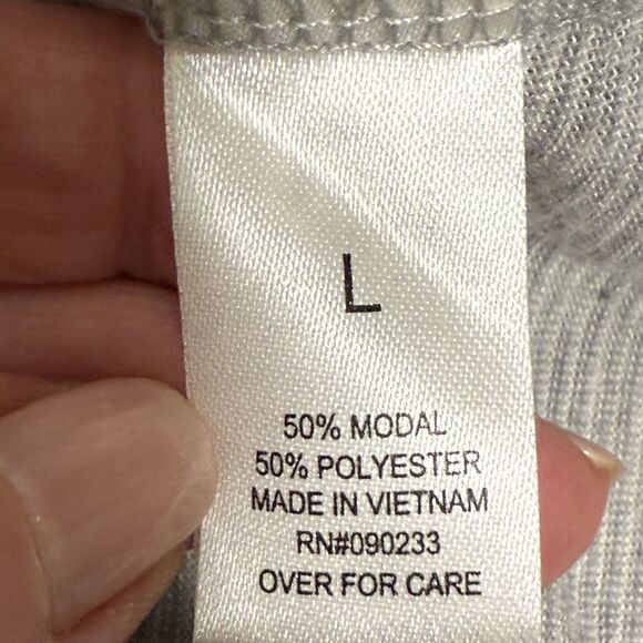 PACSUN Mens Basics Merton Long Sleeve Scallop Hem T Shirt. Gray fine stripe. - Picture 7 of 8